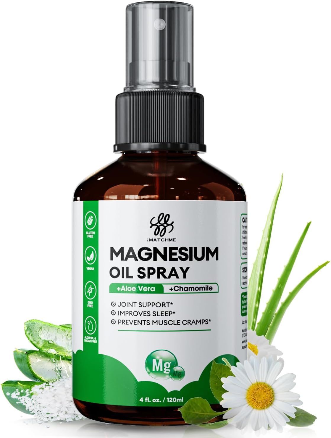 iMATCHME Magnesium Spray 200ml front view with Aloe Vera and Chamomile
