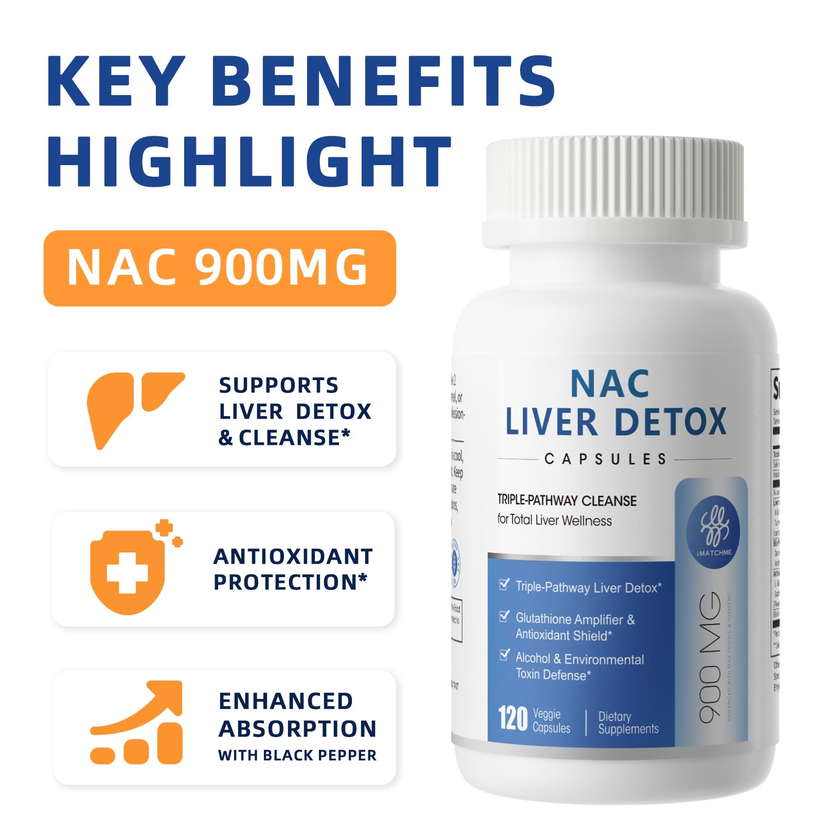 iMATCHME NAC 900mg Artichoke Capsules side view