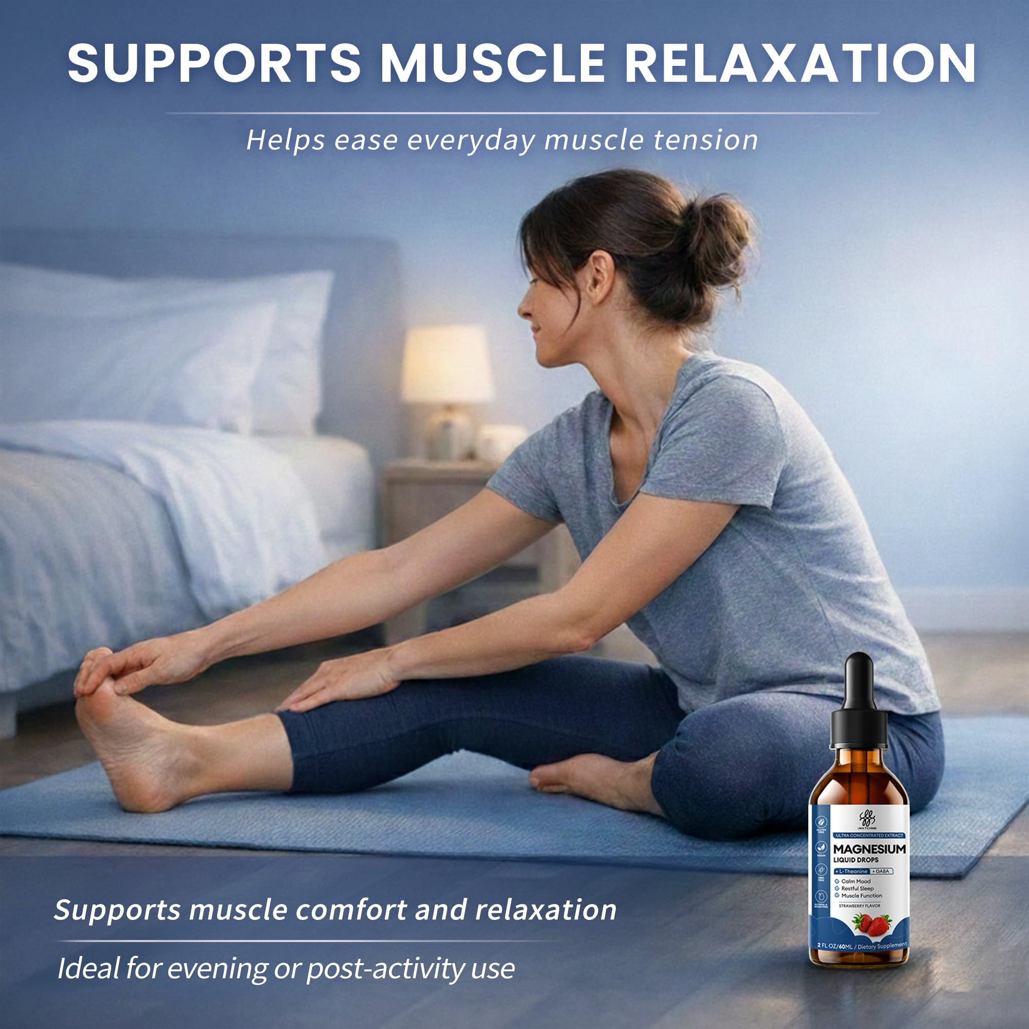 iMATCHME Sleep Supplement 6-in-1 Calm Blend liquid dose on a spoon