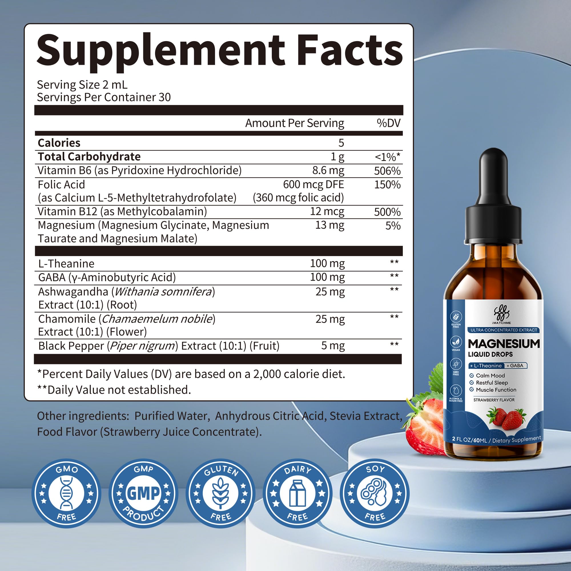 iMATCHME Sleep Supplement with a fresh strawberry