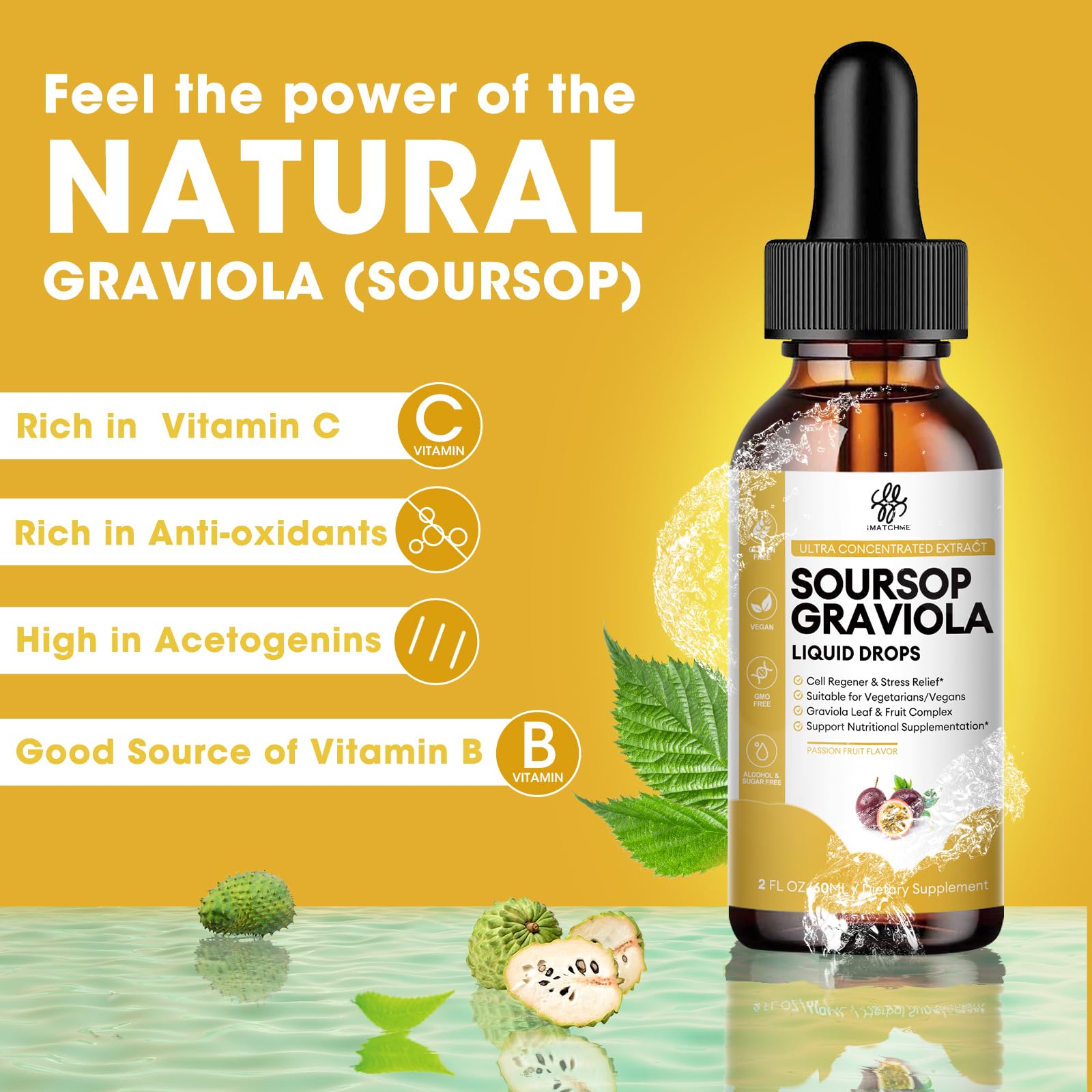 iMATCHME Soursop Graviola Liquid Drops bottle with label