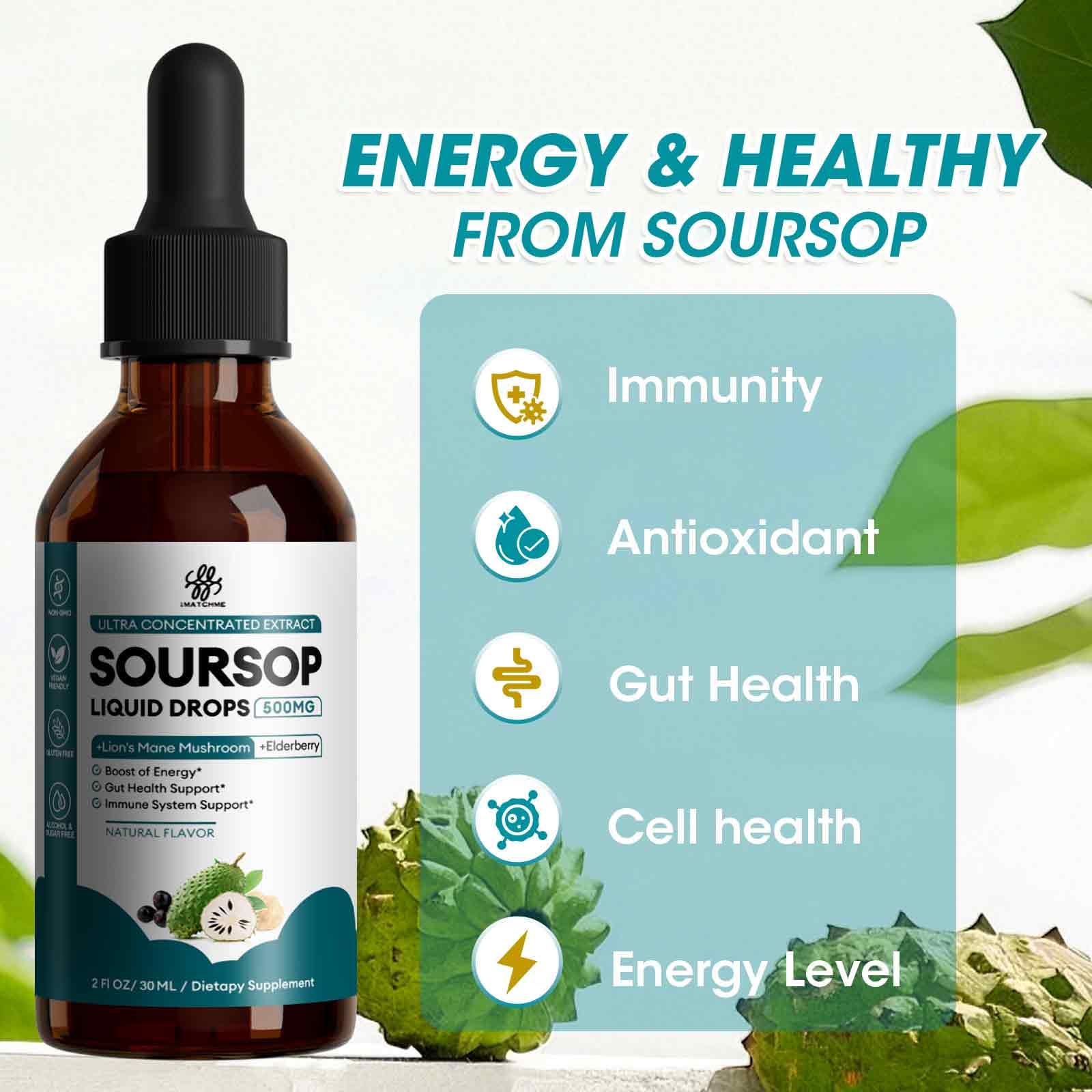iMATCHME Soursop Liquid 300mg side view showing label
