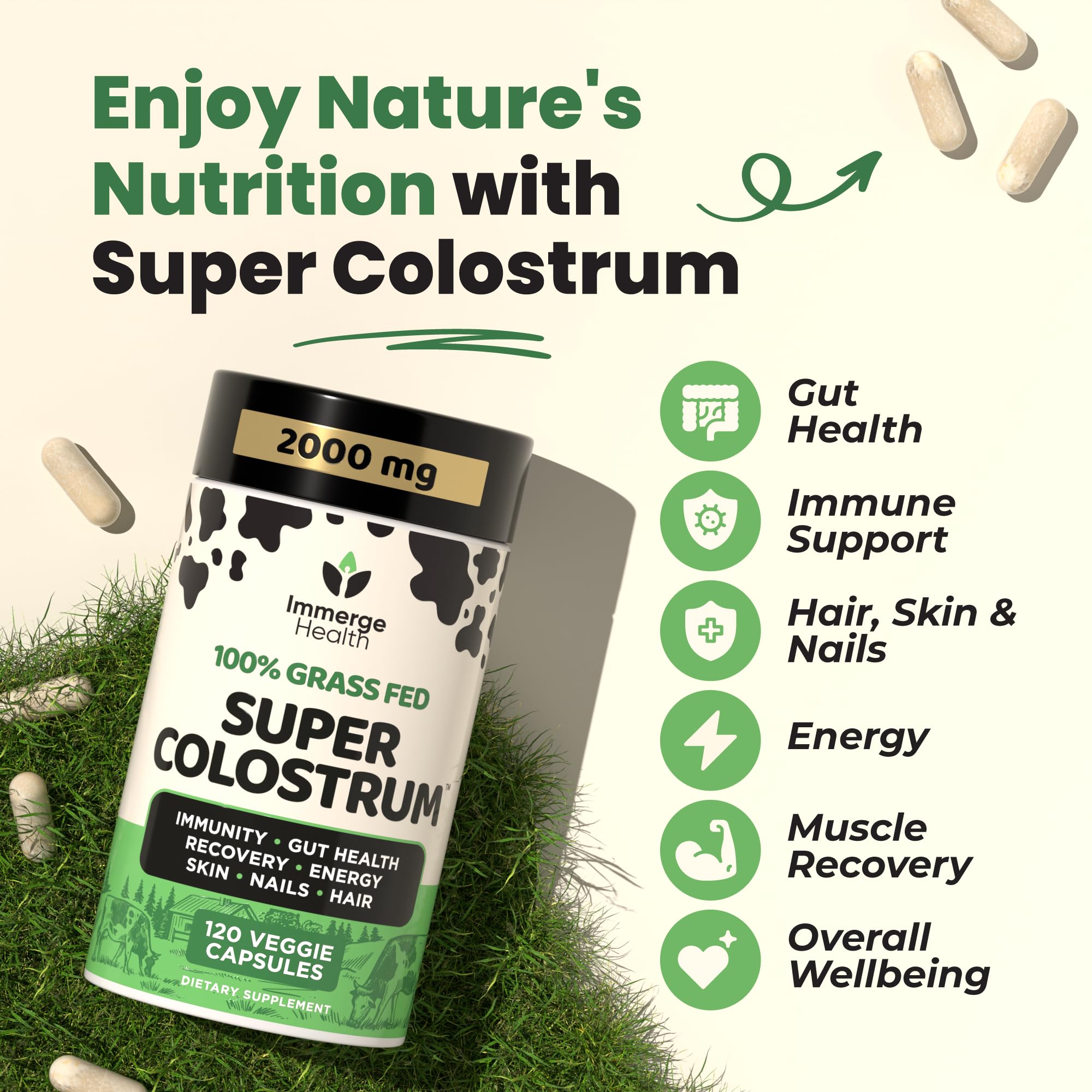 ImmergeHealth Bovine Colostrum Capsules back view