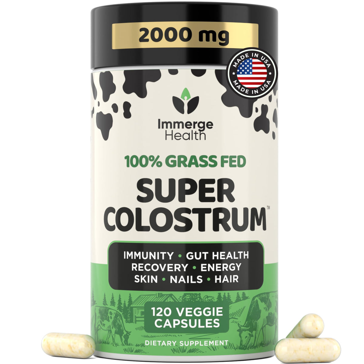 ImmergeHealth Bovine Colostrum Capsules front view