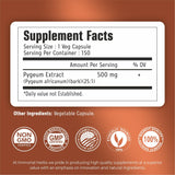 Immortal Herbs Africanum Pygeum Extract Capsules 500mg bottle side view