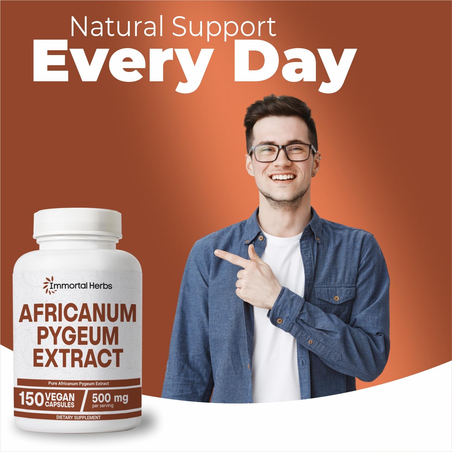 Immortal Herbs Africanum Pygeum Extract Capsules 500mg packaging details