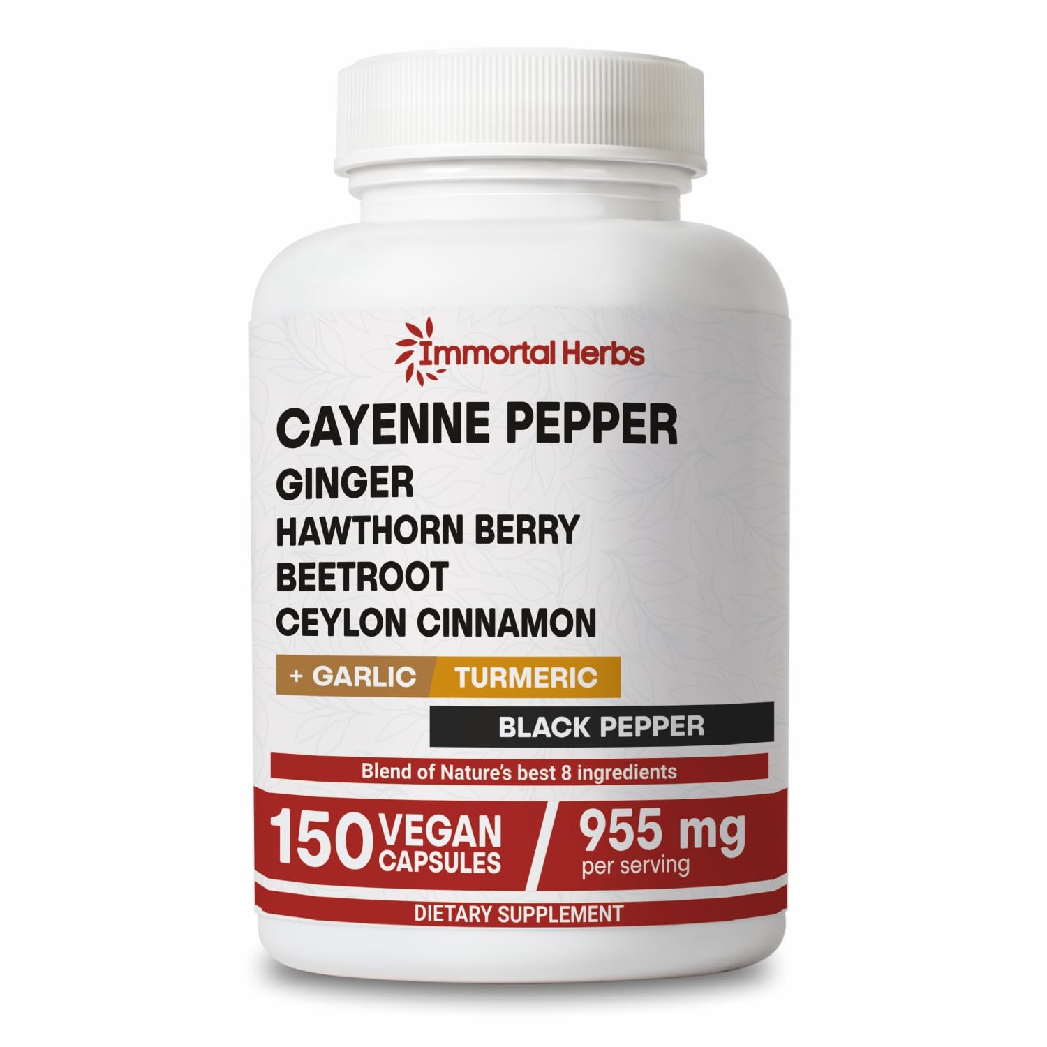 Immortal Herbs Cayenne Pepper Capsules bottle front view