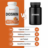 Immortal Herbs Diosmin 1000mg Capsules bottle with dosage information