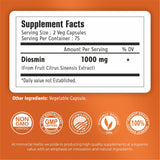 Immortal Herbs Diosmin 1000mg Capsules side view showing label