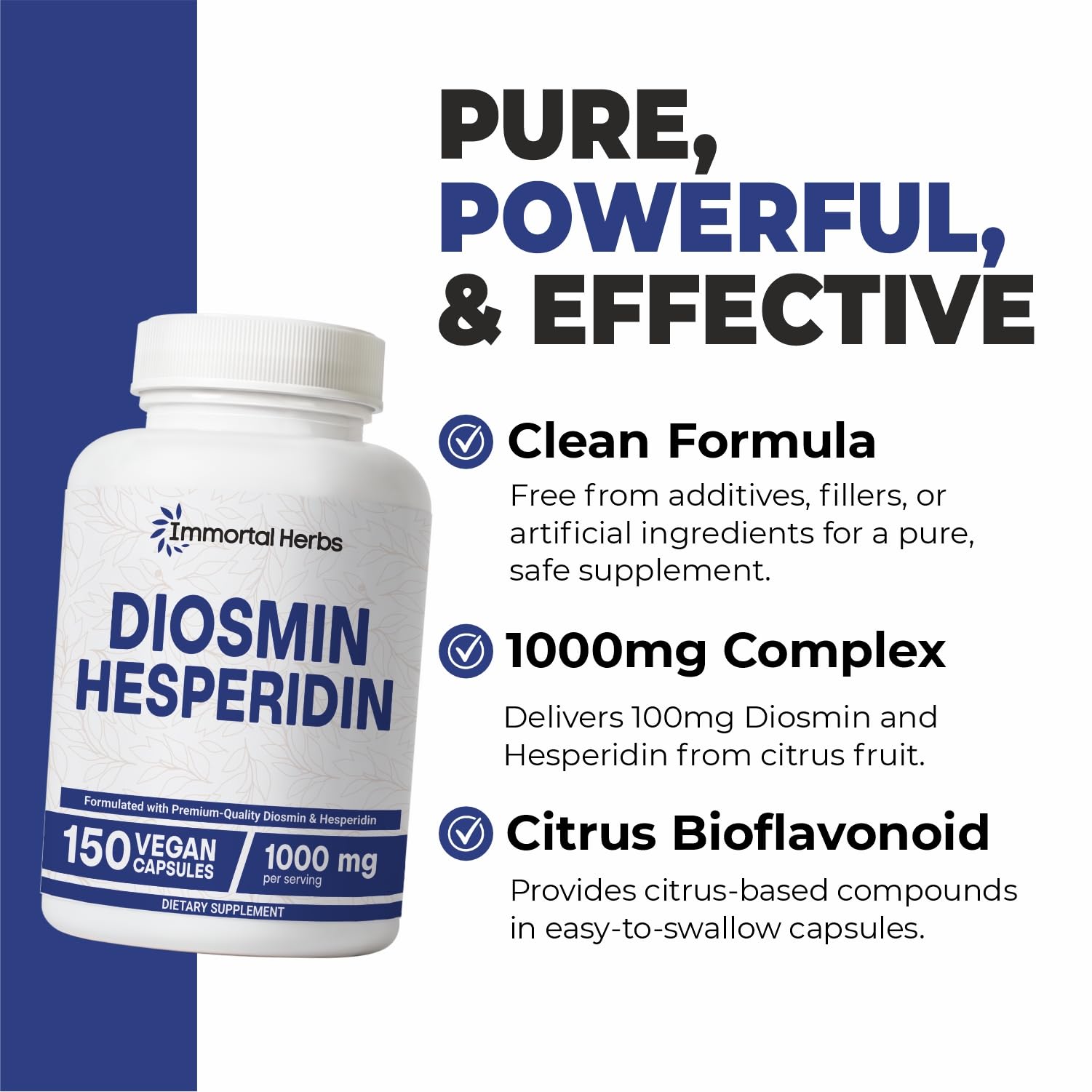 Immortal Herbs Diosmin Hesperidin Complex 1000mg Capsules bottle with label