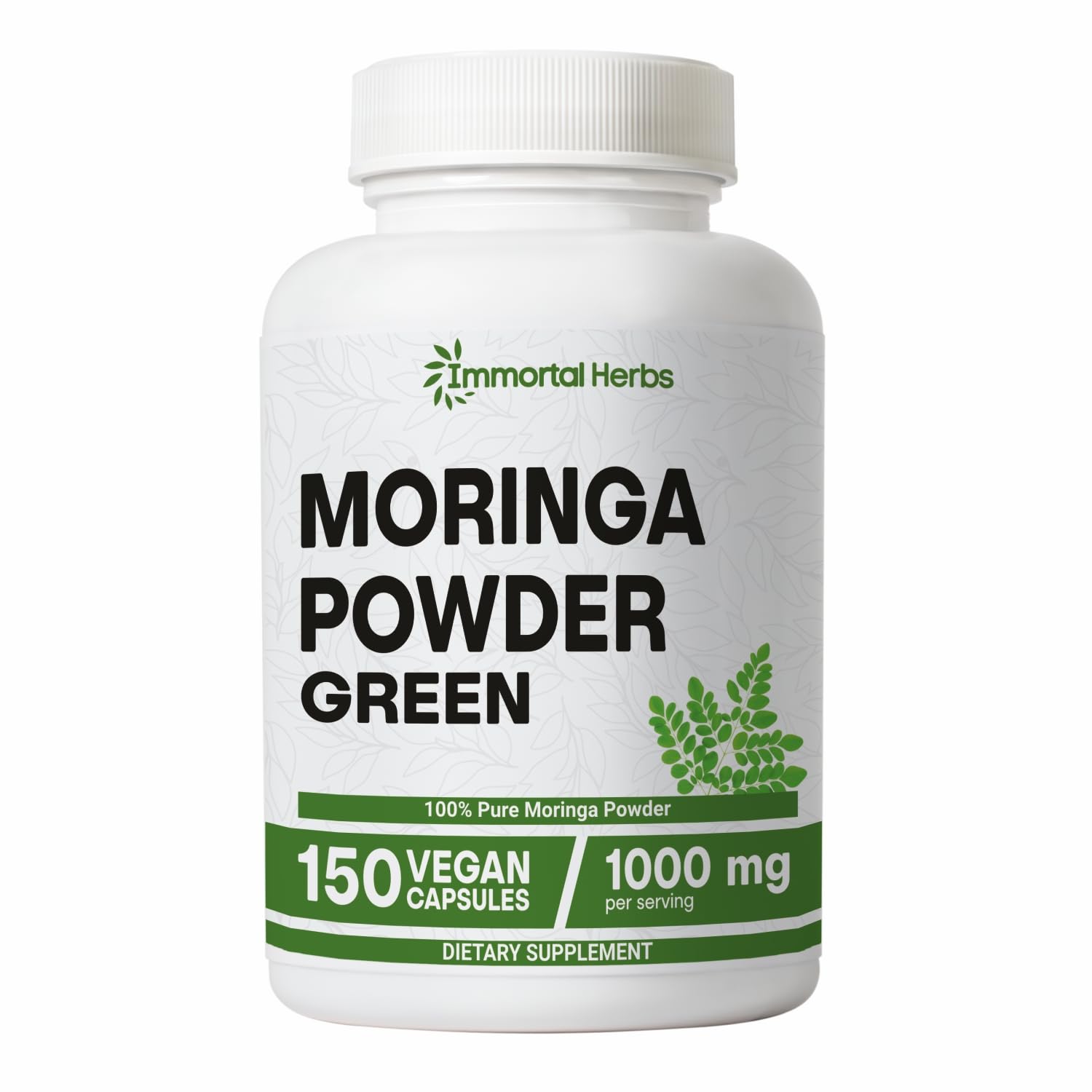 Immortal Herbs Moringa Capsules 150 count front view