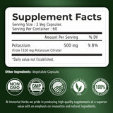 Immortal Herbs Potassium Citrate Capsules 1320mg side view