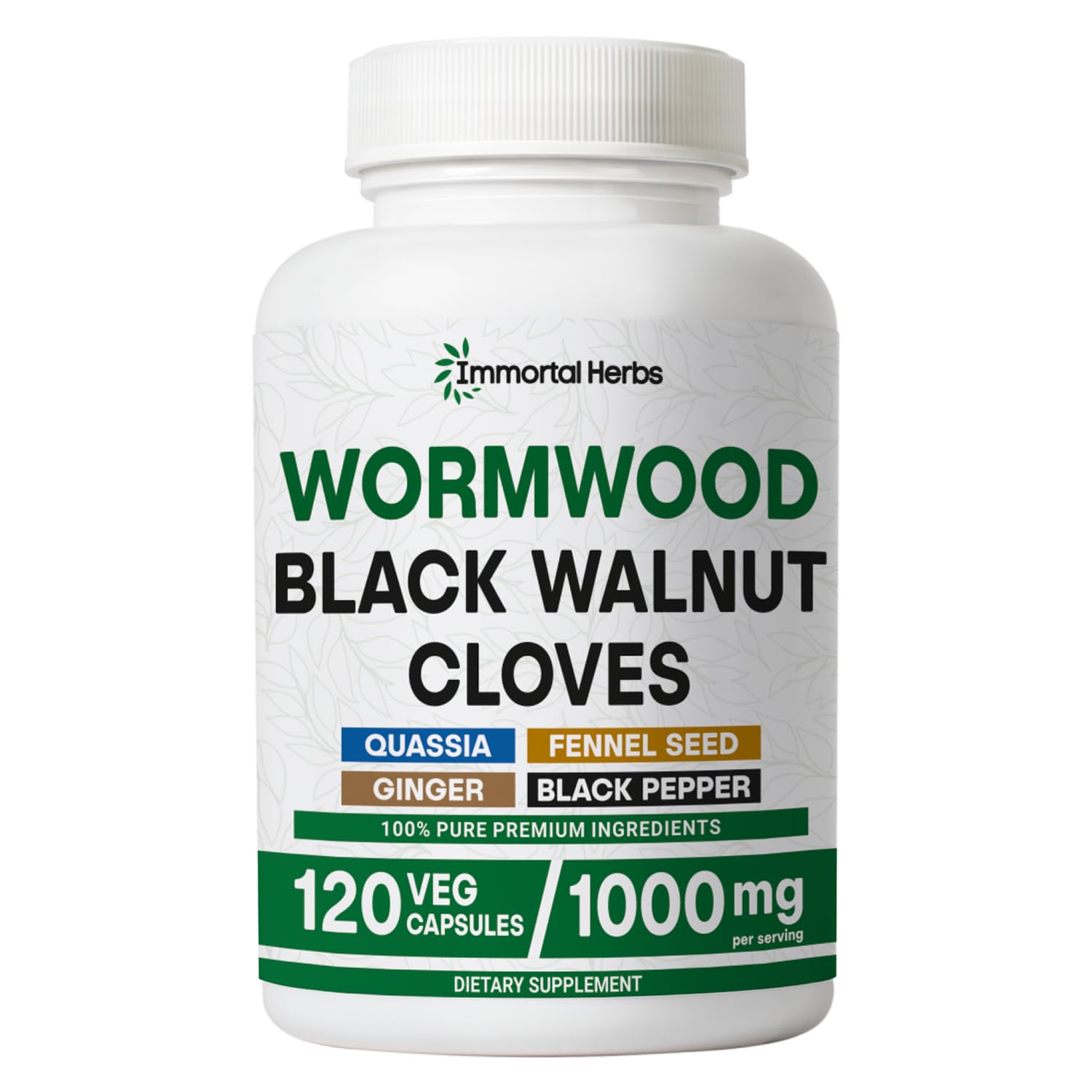 Immortal Herbs Wormwood Black Walnut Clove Cleanse bottle front view