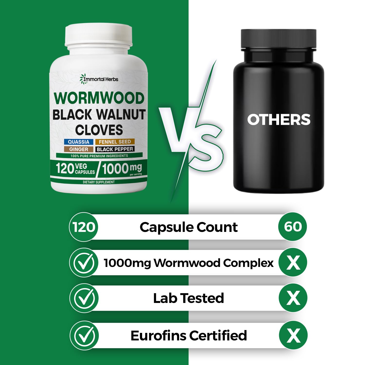 Immortal Herbs Wormwood Black Walnut Clove Cleanse ingredients list