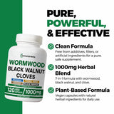 Immortal Herbs Wormwood Black Walnut Clove Cleanse side view of bottle