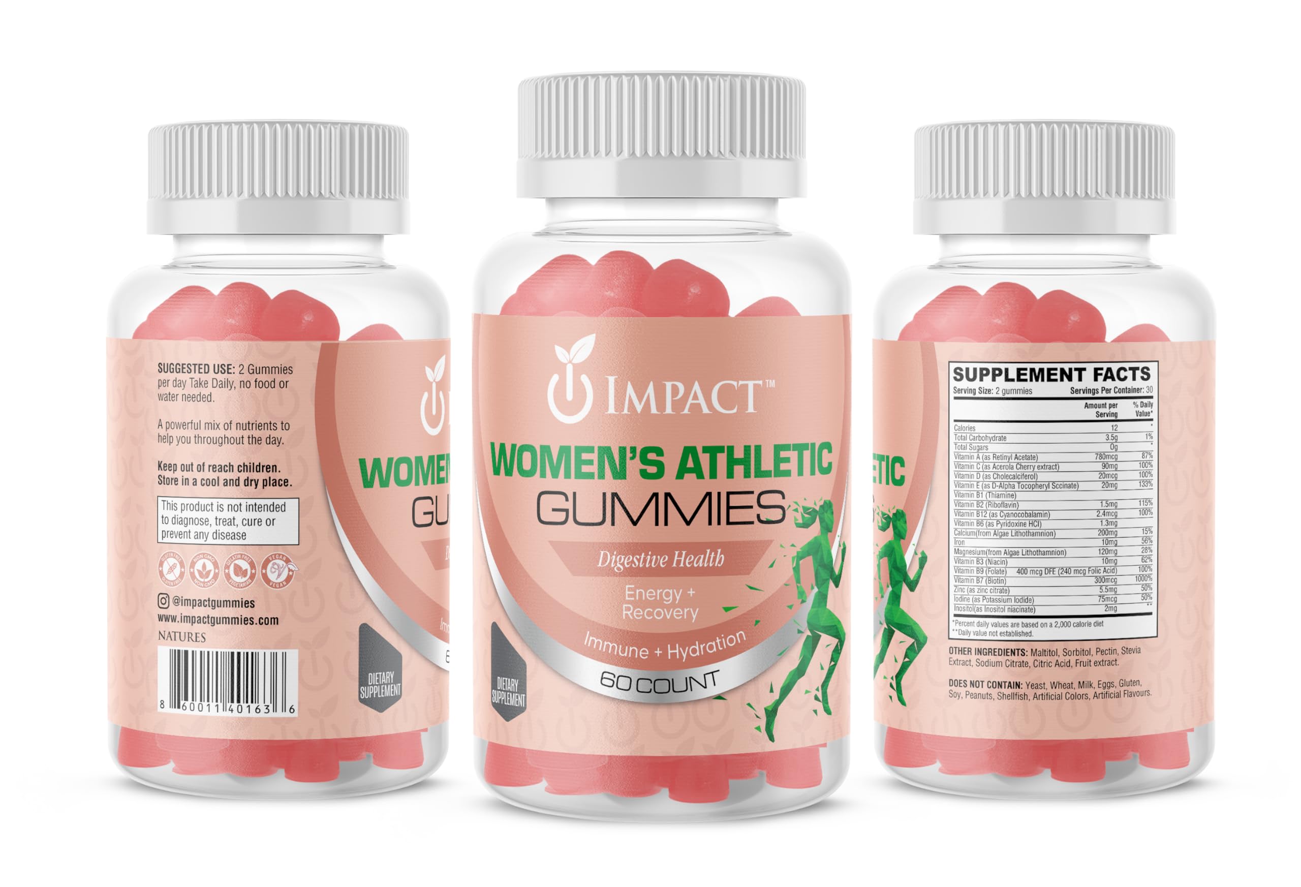 IMPACT Multivitamin Gummies for Women on a wooden table