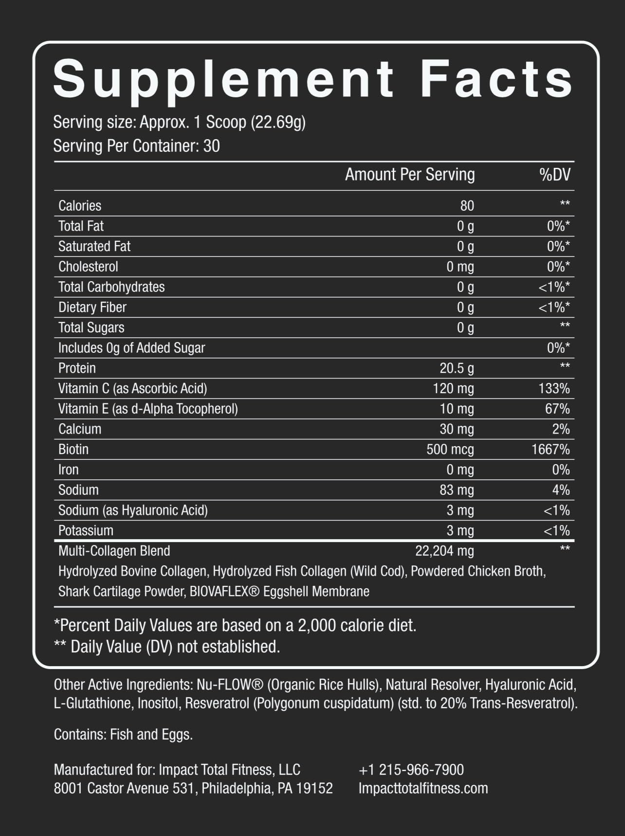 Impact Total Fitness Multi Collagen Protein Powder with coffee