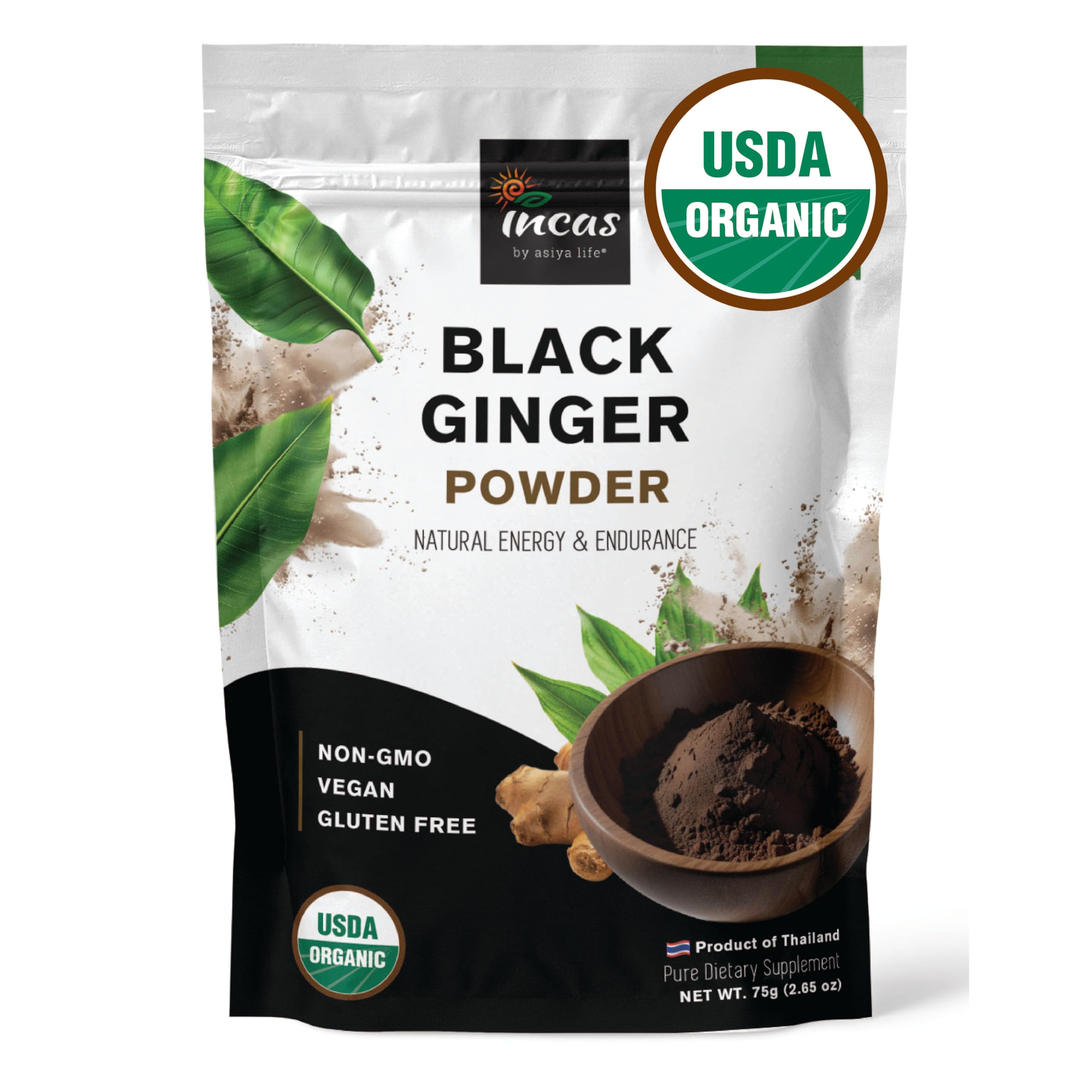Incas by Asiya Life Black Ginger Powder 75g front view