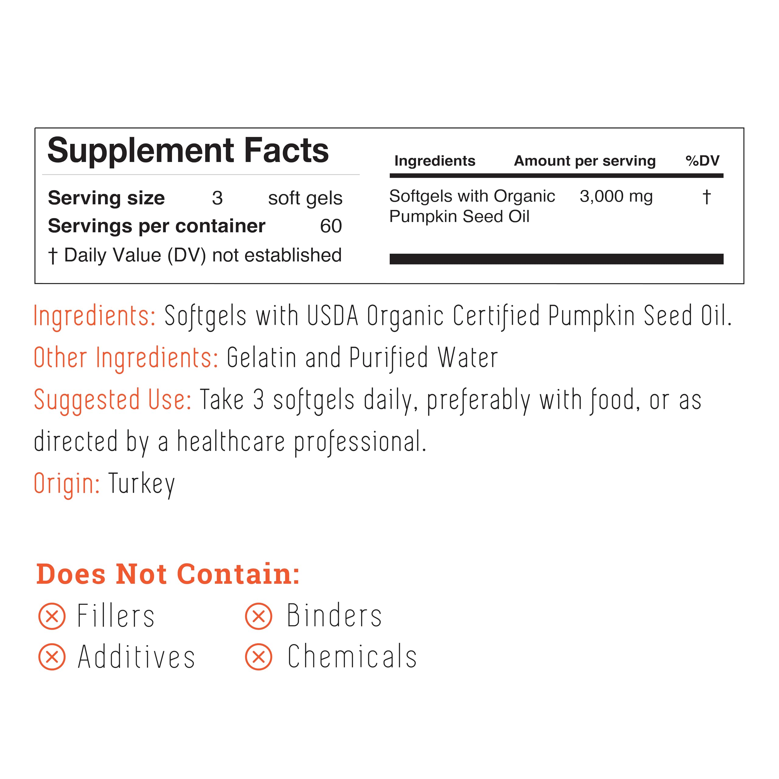 Incas Pumpkin Seed Oil Softgels bottle with 300 count
