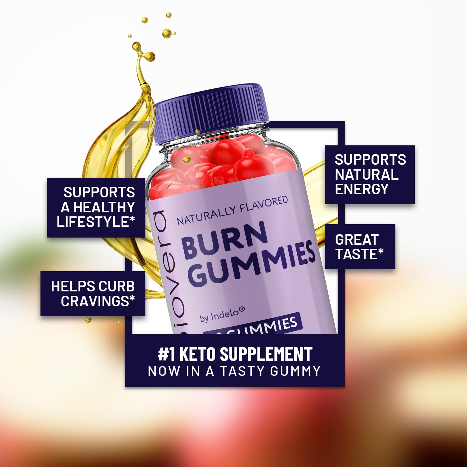 Indelo BioVeraBurn ACV Gummies bottle with 60 gummies
