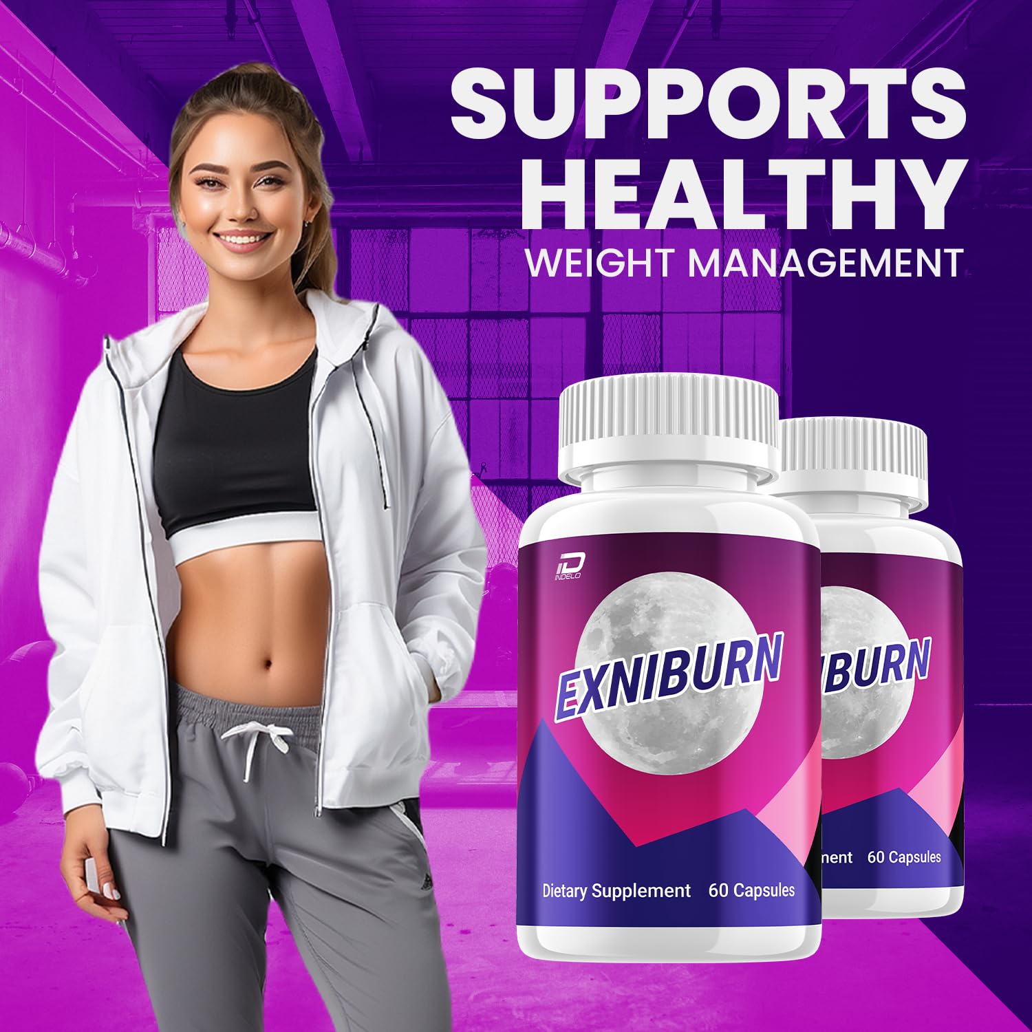 Indelo Exniburn Capsules bottle side view