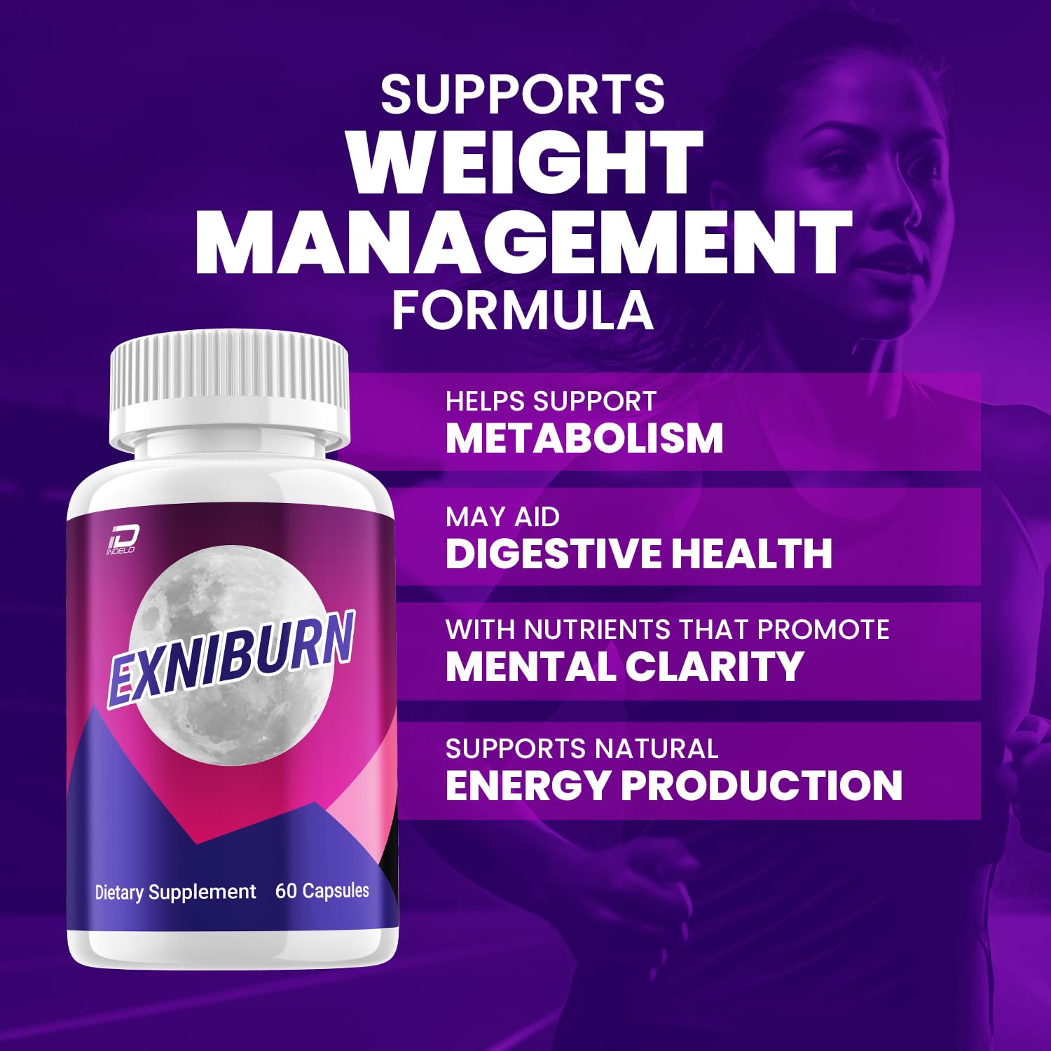 Indelo Exniburn Capsules on a wooden table