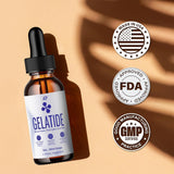 Indelo Gelatide Drops bottle with label and dosage information