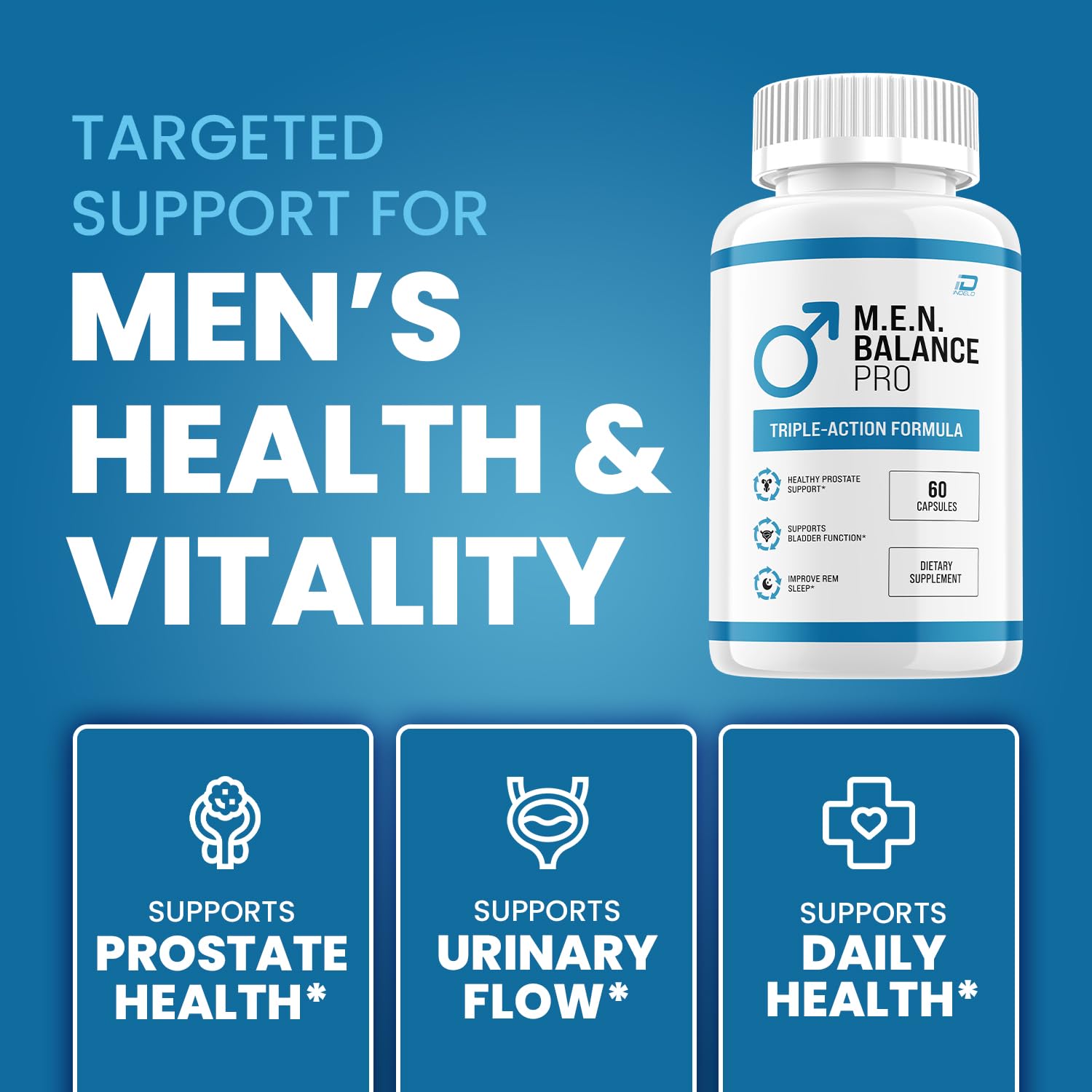 Indelo M.E.N Balance Pro Health Support capsules close-up