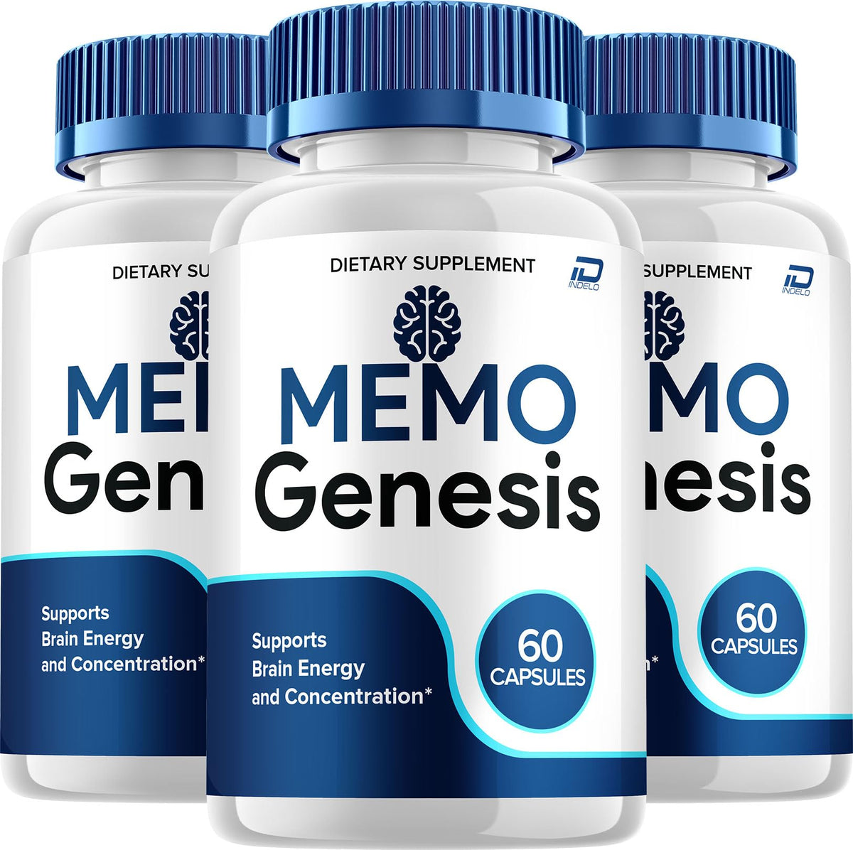 Indelo Memo Genesis Brain Supplement Capsules front view