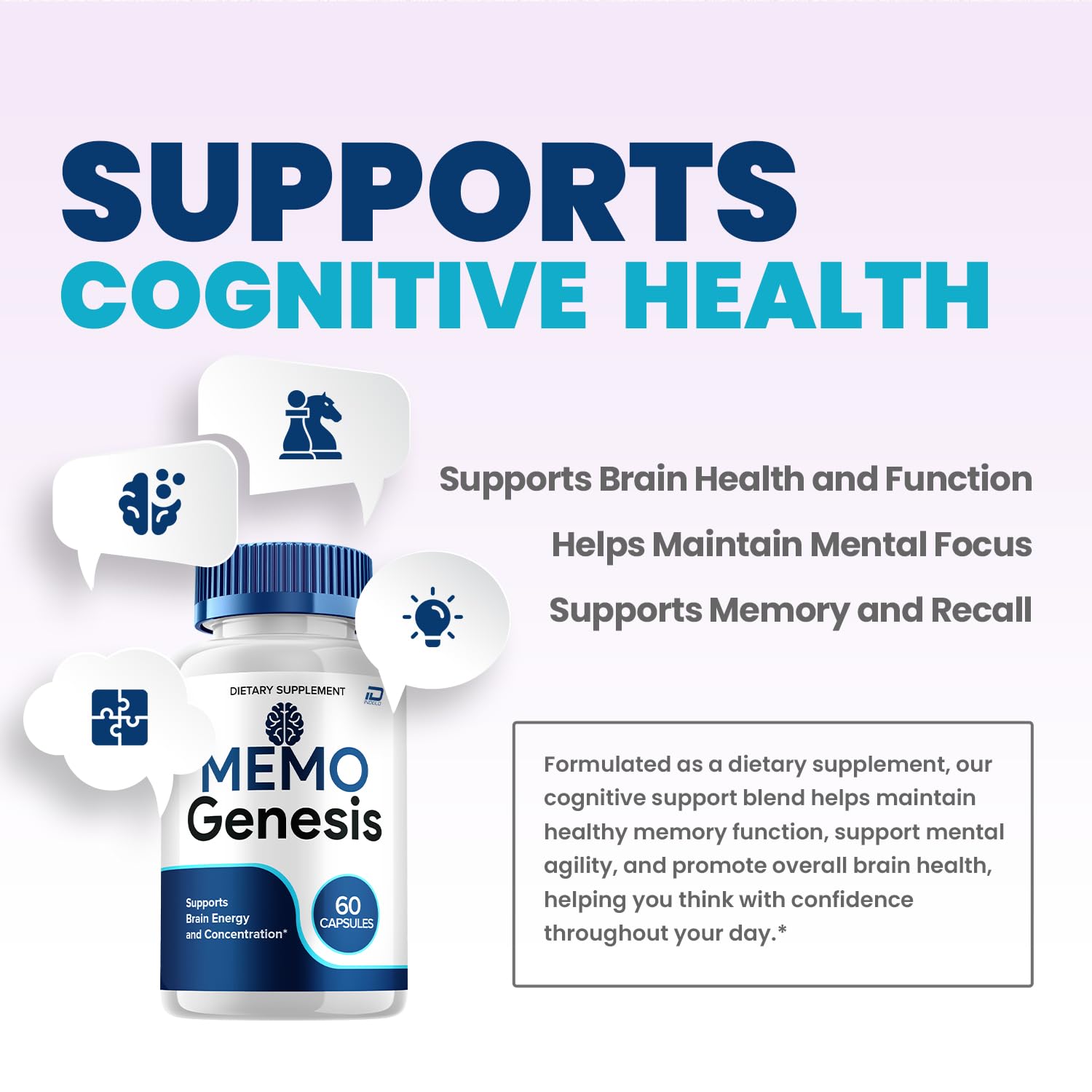 Indelo Memo Genesis Brain Supplement Capsules side view