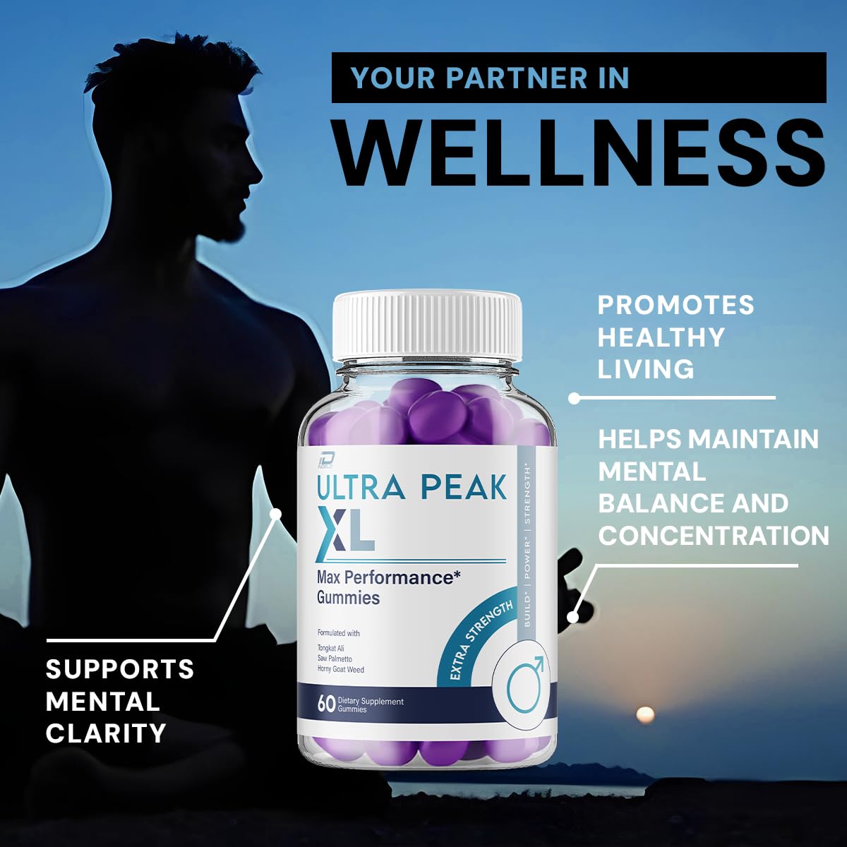 Indelo Ultra Peak XL Gummies bottle side view
