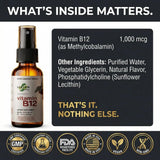 Inerth Naturals B12 Sublingual Spray held in hand for size reference