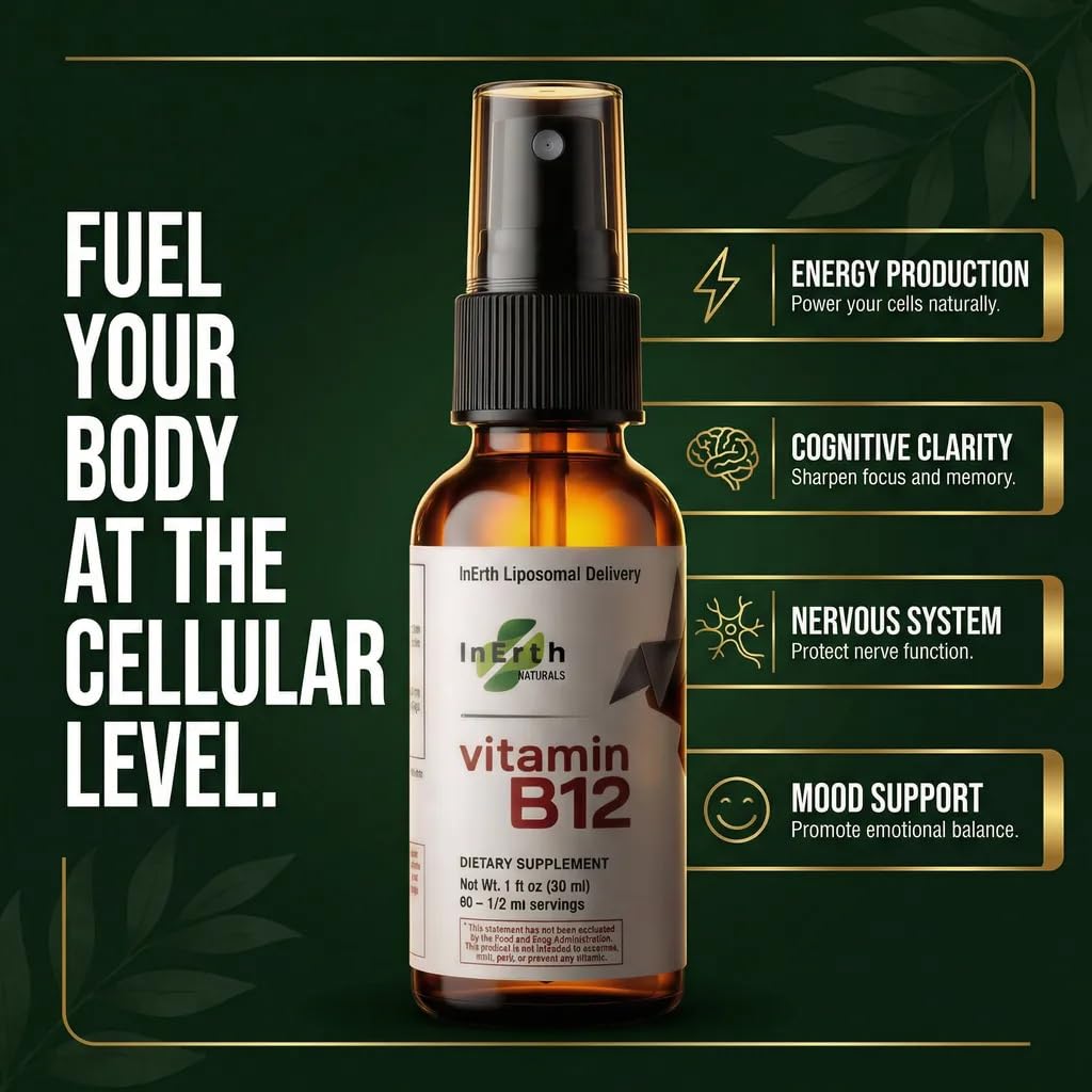 Inerth Naturals B12 Sublingual Spray with ingredients list on packaging