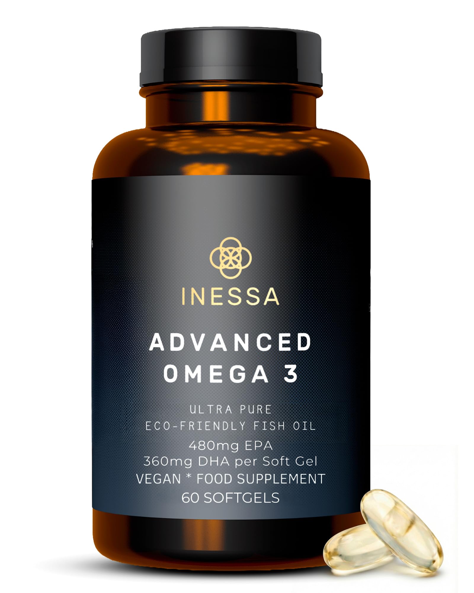 Inessa Omega 3 Fish Oil Capsules 1200mg front view