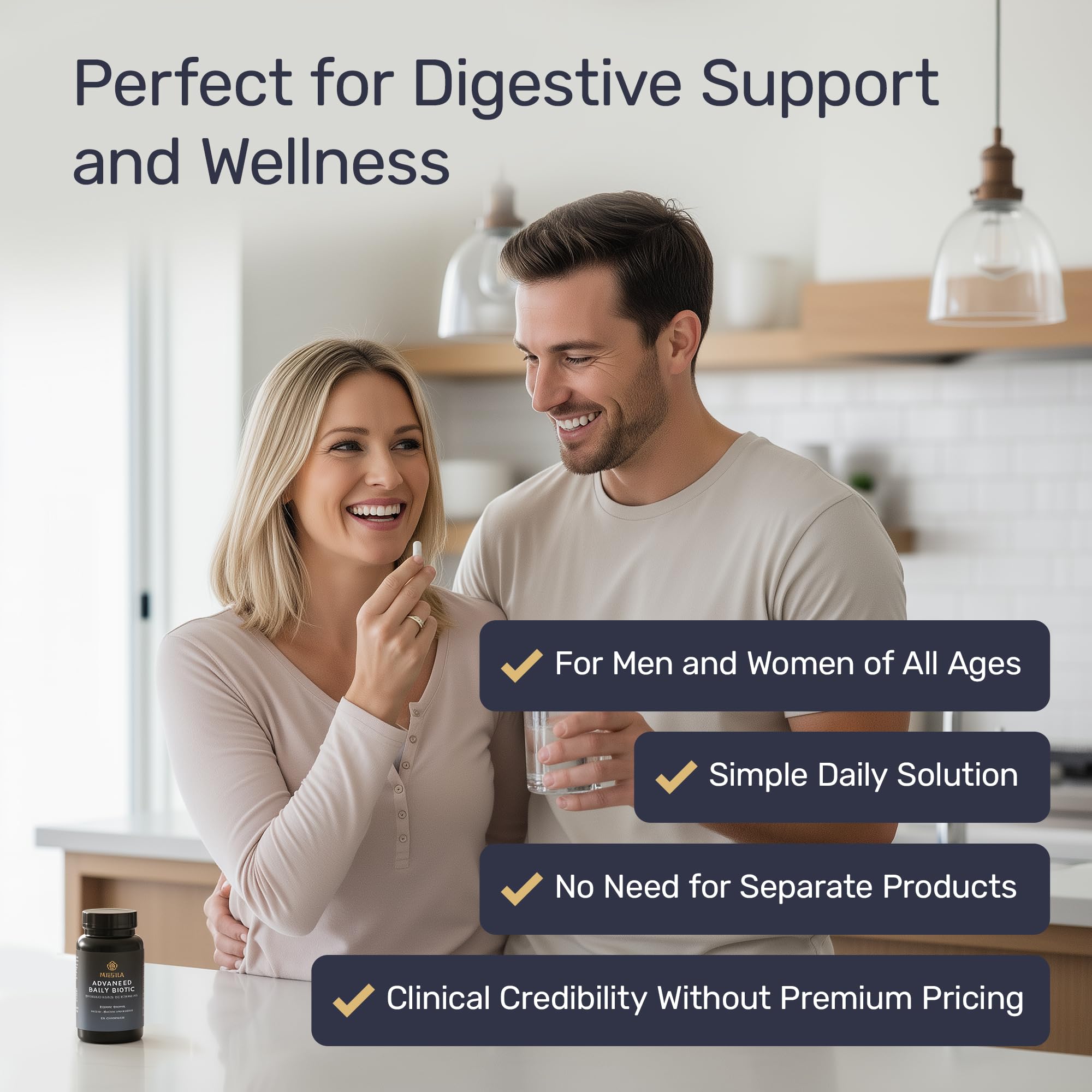 Inessa Probiotic Supplement bottle on a kitchen counter
