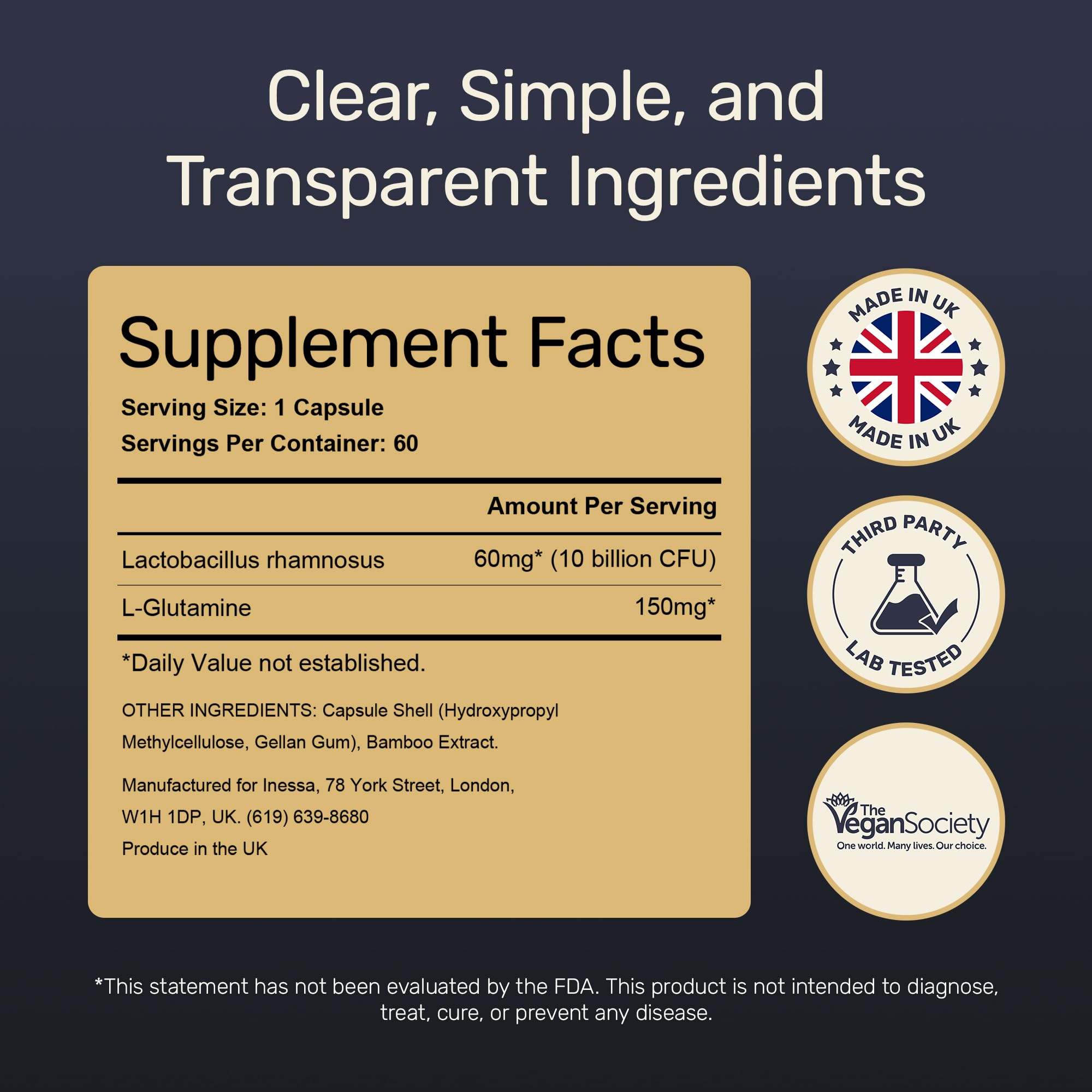 Inessa Probiotic Supplement packaging and label