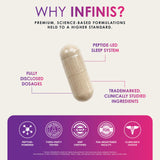 INFINIS Sleep Peptide ZZ capsule bottle with soft lighting