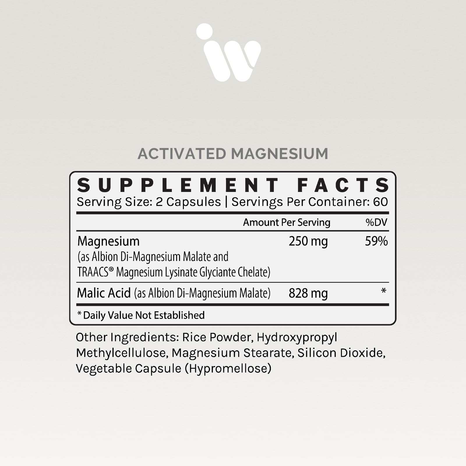 InfiniWell Activated Magnesium 250mg capsules with measuring scoop