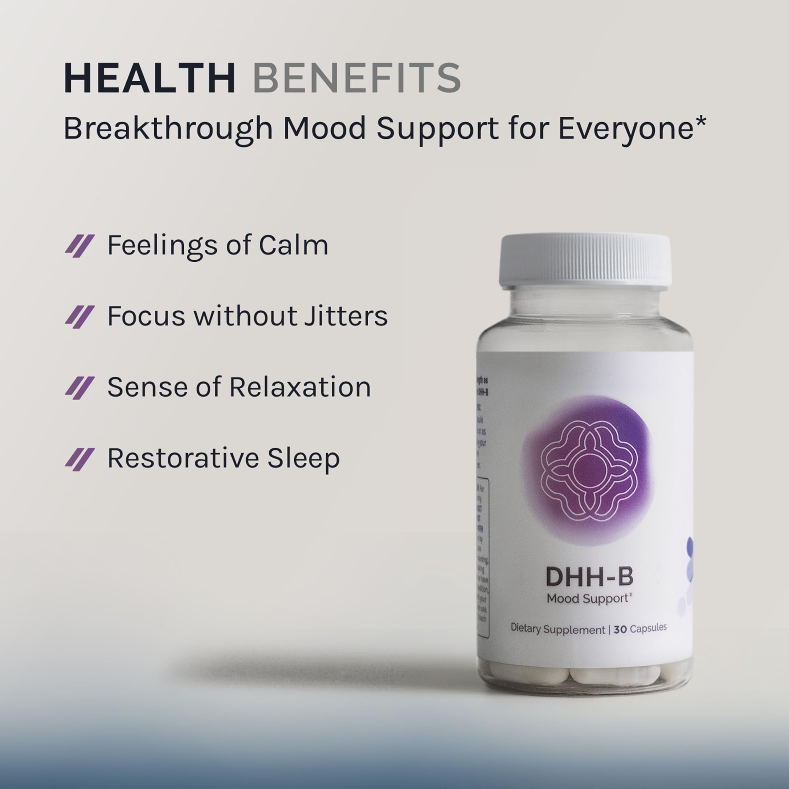 InfiniWell DHH-B Mood Support Supplement side view of bottle