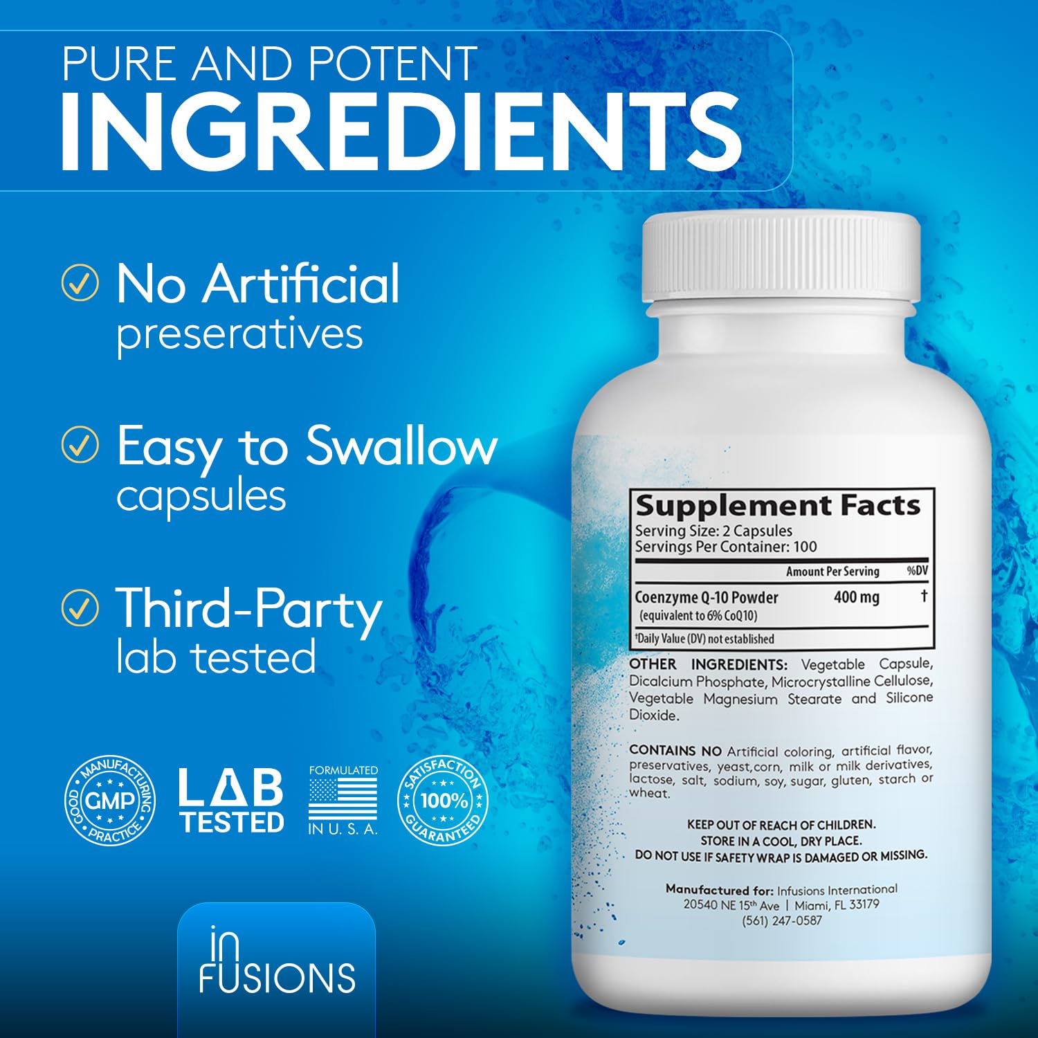 Infusions International CoQ10 supplement ingredients list