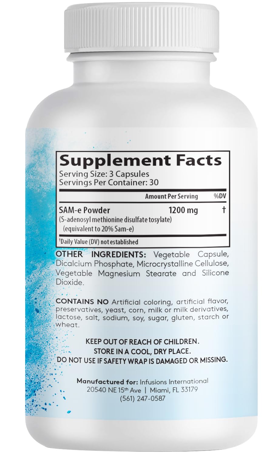 Infusions International SAM-e supplement bottle side view