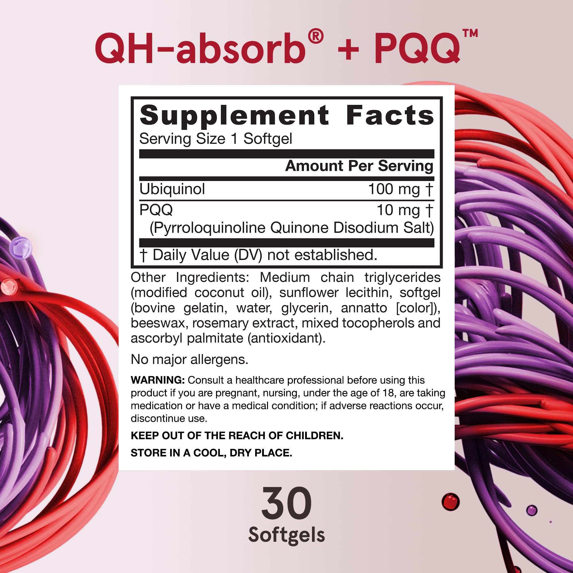 Ingredients list for Jarrow Formulas QH-absorb + PQQ