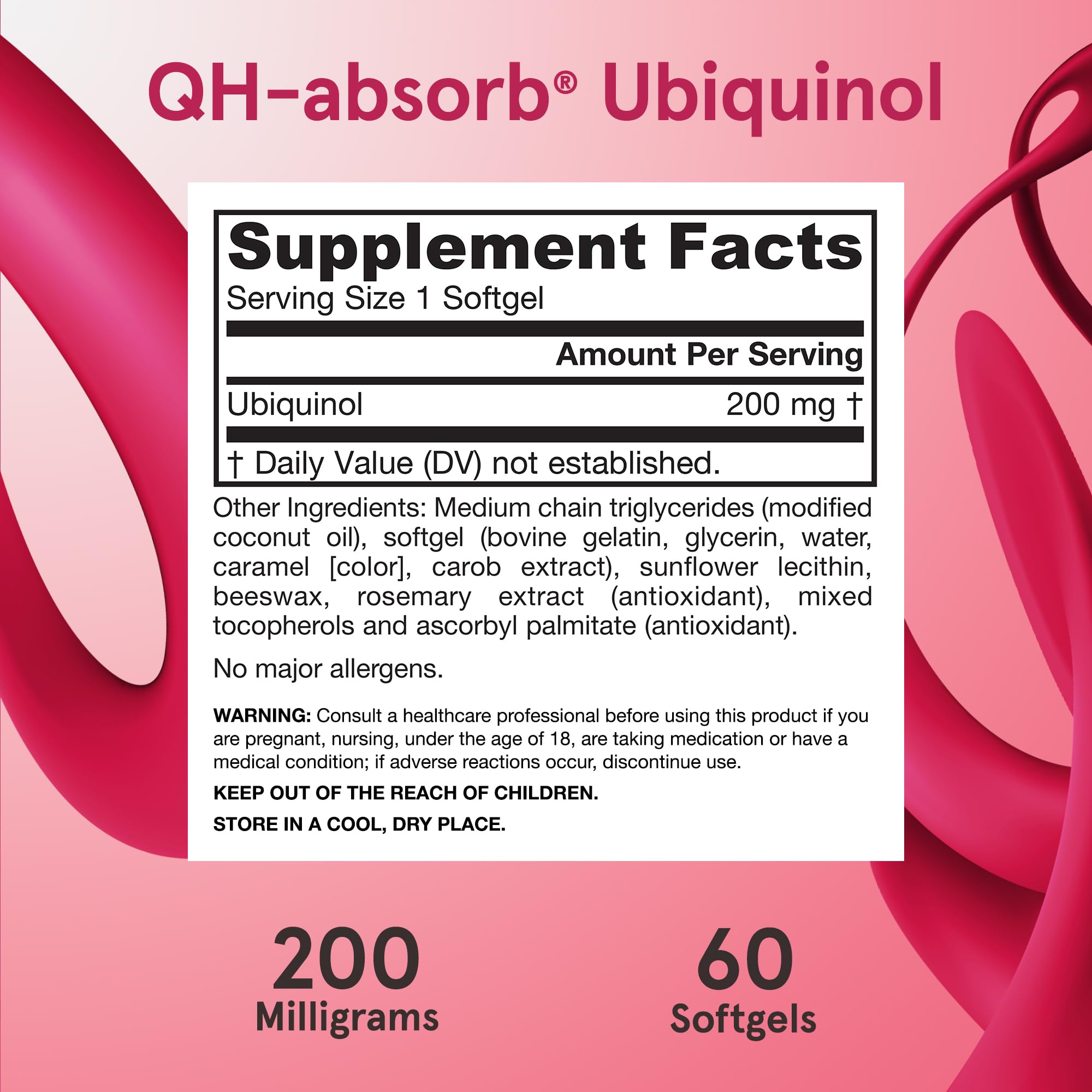Ingredients list for Jarrow Formulas Ubiquinol CoQ10