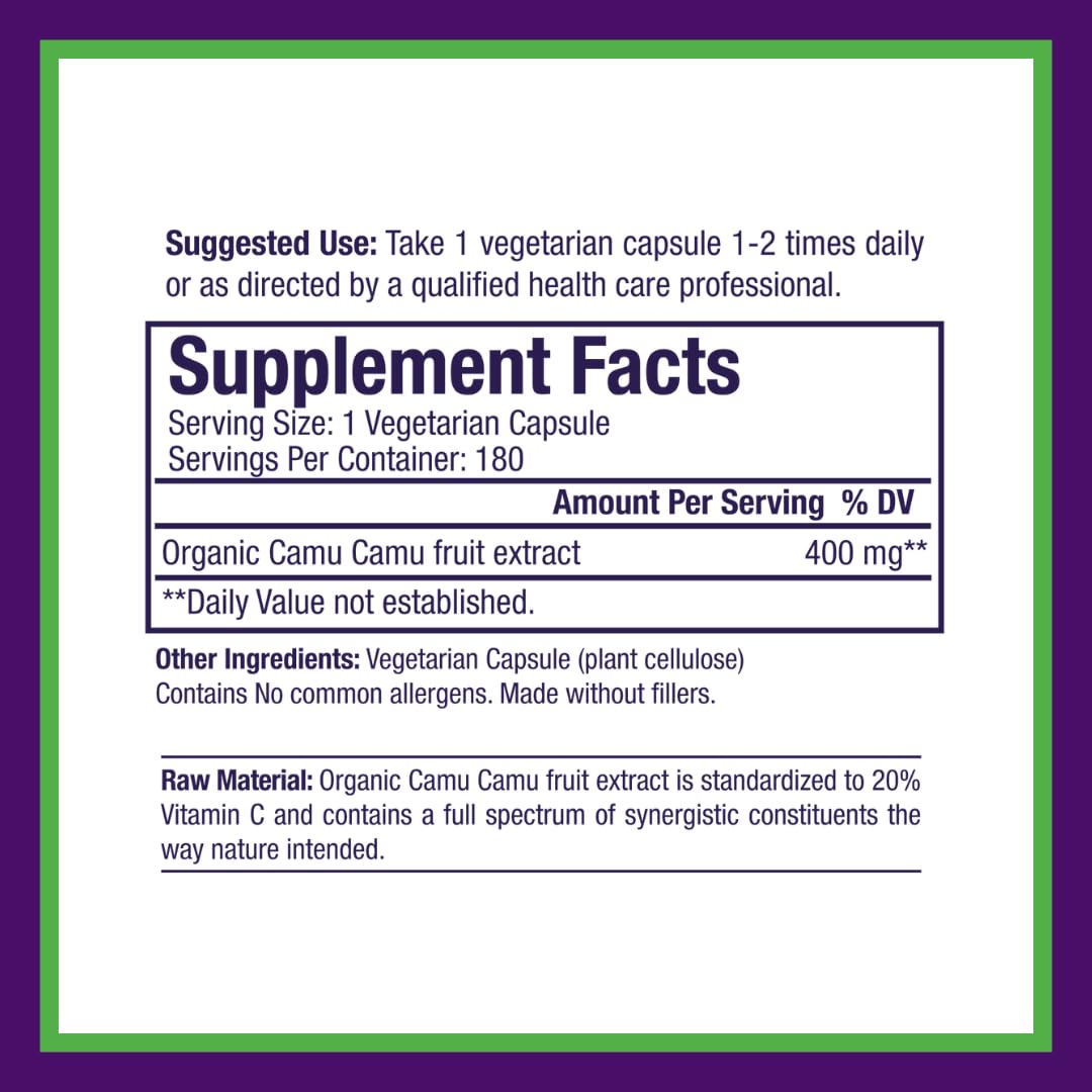 Ingredients list for Paradise Herbs Camu Camu Fruit Extract