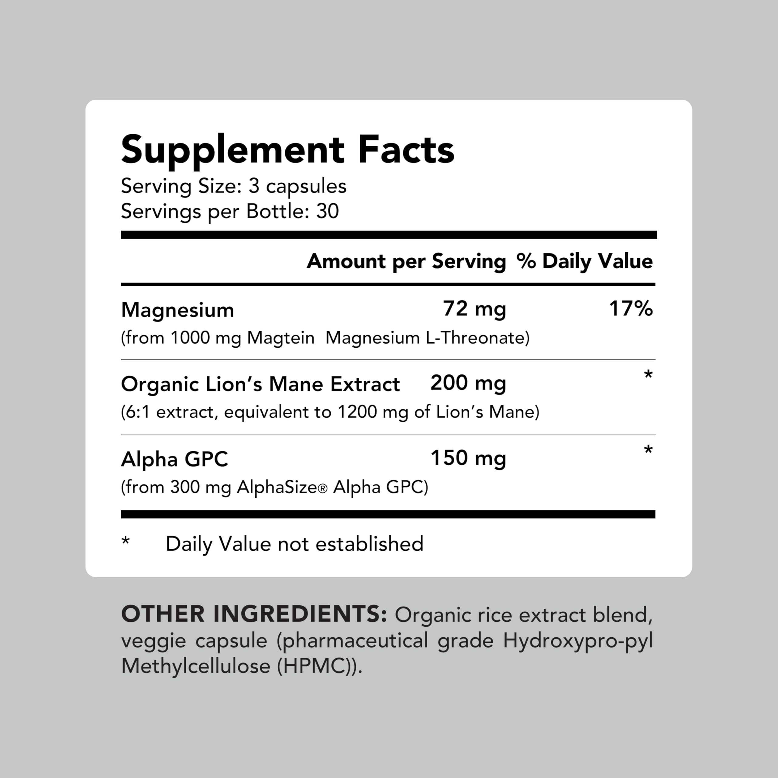 Ingredients list of AMANDEAN Brain support
