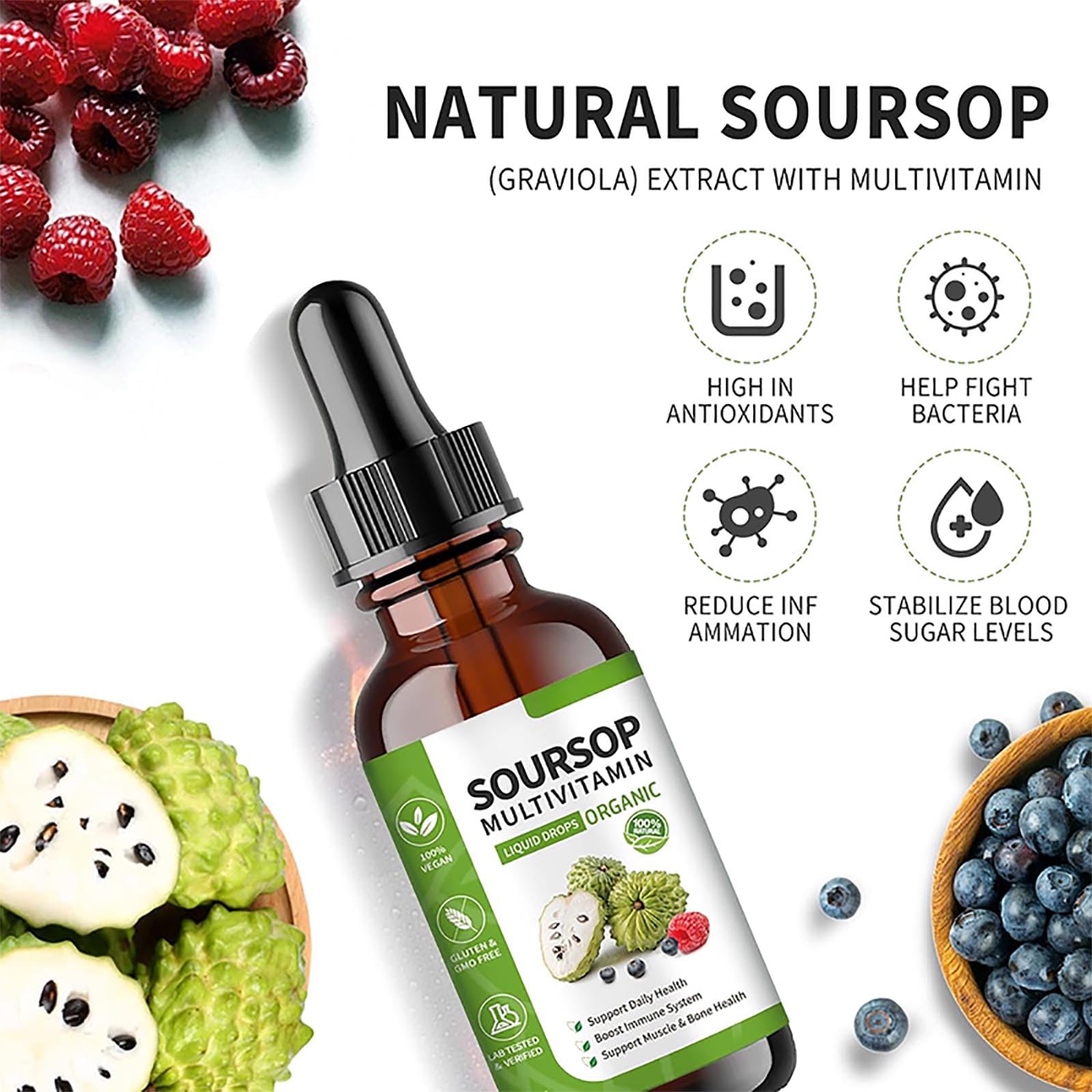 Ingredients list of bogomo Soursop Graviola Leaf Extract Liquid Drops