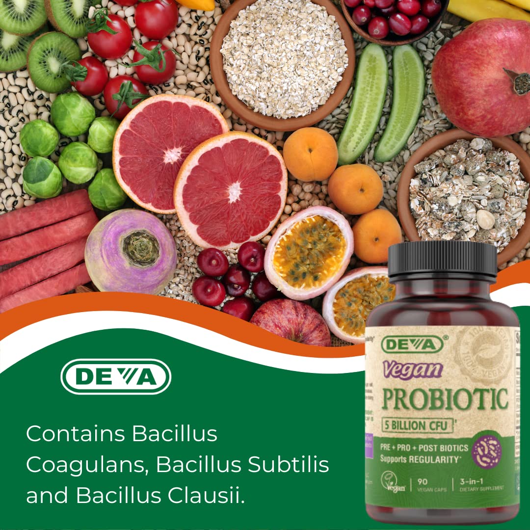 Ingredients list of DEVA Vegan Probiotic with FOS Prebiotics