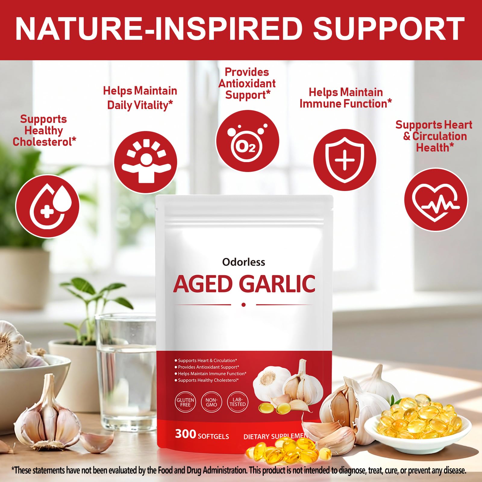 Ingredients list of KITNOBLIS Odorless Aged Garlic Extract Softgels