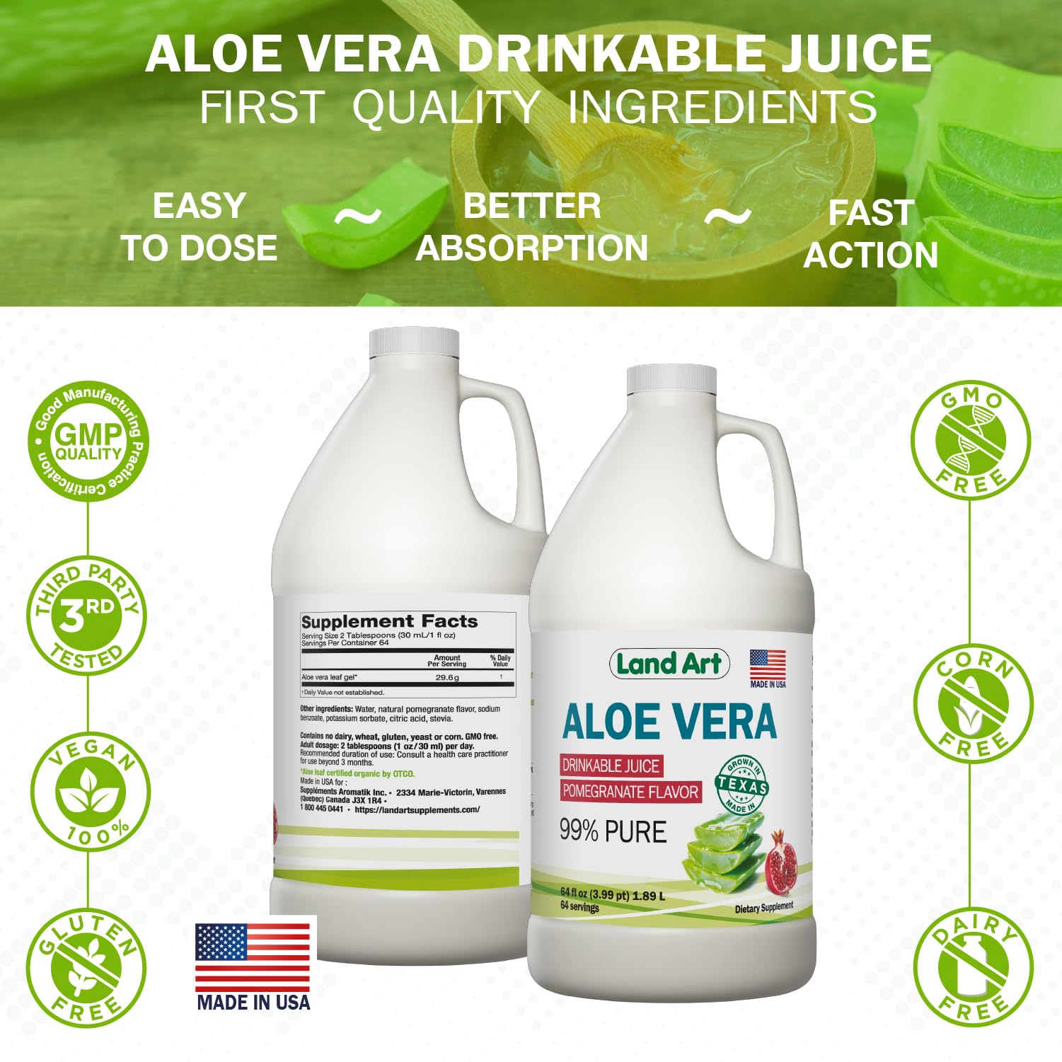 Ingredients list of Land Art Pomegranate Aloe Vera Juice