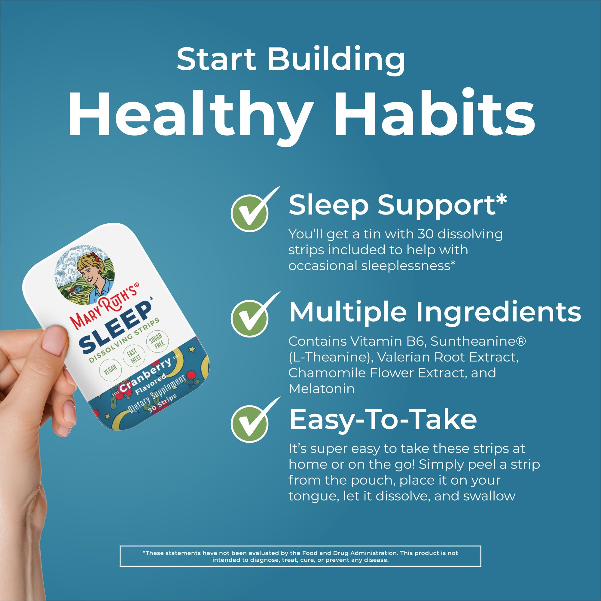 Ingredients list of MARYRUTH'S Sleep Dissolving Strips